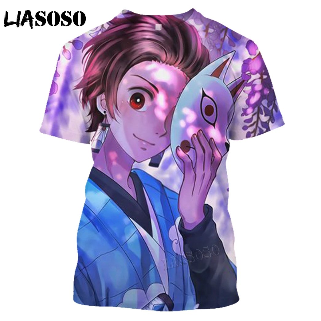 Men's Anime Demon Slayer Fashion T-Shirt Cartoon 3D Print Short Sleeve Kamado Nezuko Kochou Shinobu Shinobu Cosplay Top Tees