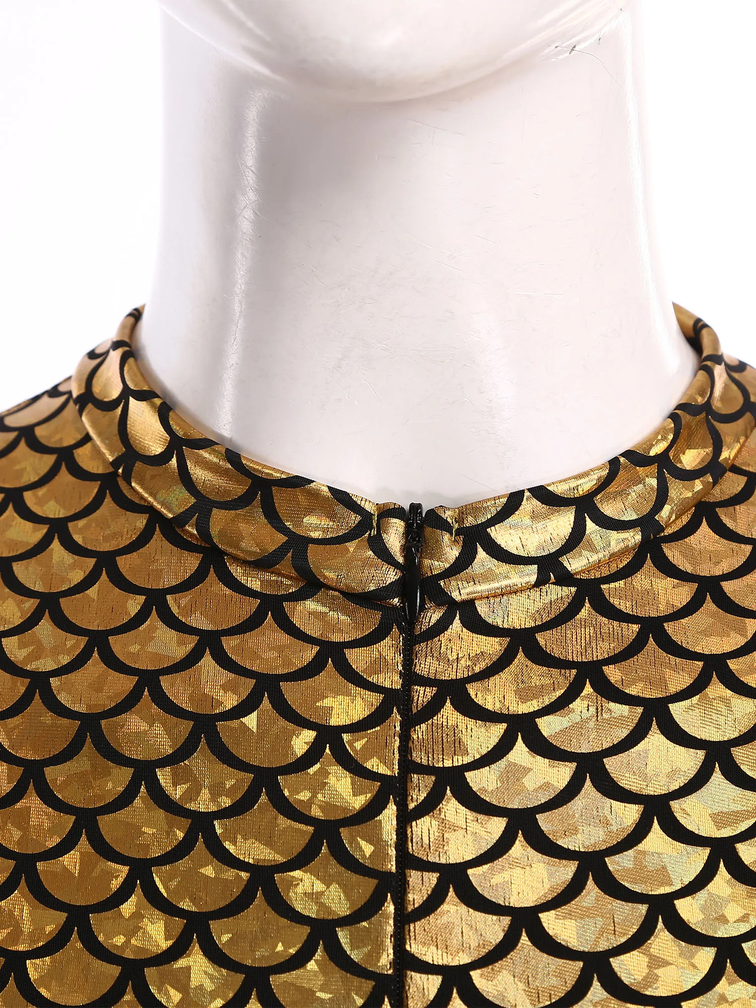 

Women Shiny Mermaid Fish-scale Print Jumpsuit Metallic Full Body Suit Clubwear Long Sleeve Leggings Full-body Bodysuit Unitard