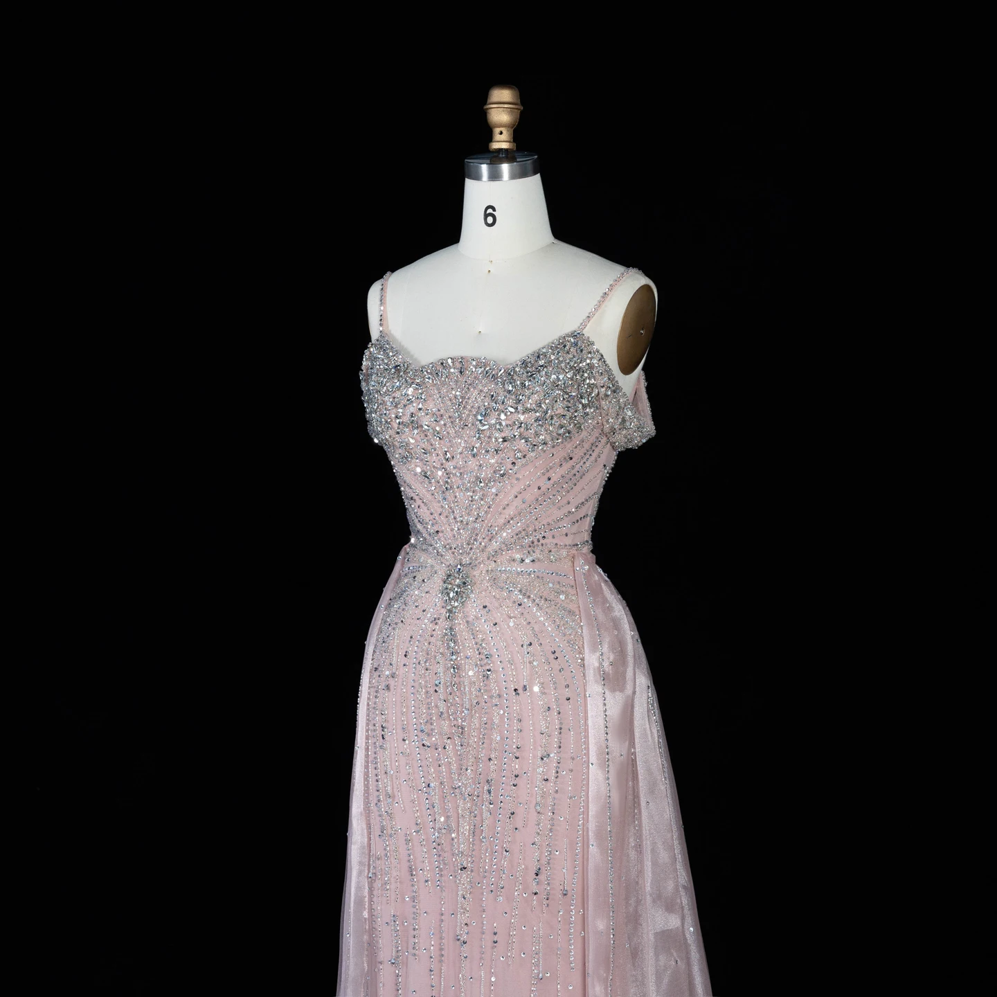 Sharon Said Abendkleid Luxuriöses Meerjungfrauenkleid aus Tüll mit Schulterfreiem Design und Spaghetti-Trägern Dubai Formelles Partykleid mit Überrock SS008 Maßanfertigung – Detail 13