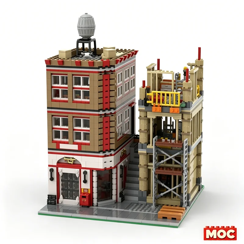 NEW 2211PCS Post Office Construction Site Modular Building MOC Model Custom Blocks DIY Assembly Educational Toy For Display Gift