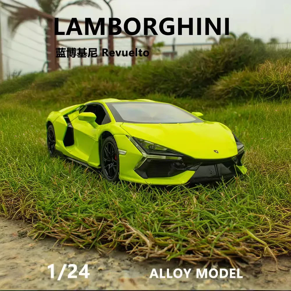 1:24 Lamborghini Revuelto Sports Car Alloy Model Car Toy Diecast Metal Casting Sound and Light Car Toy For Children Vehicle C340