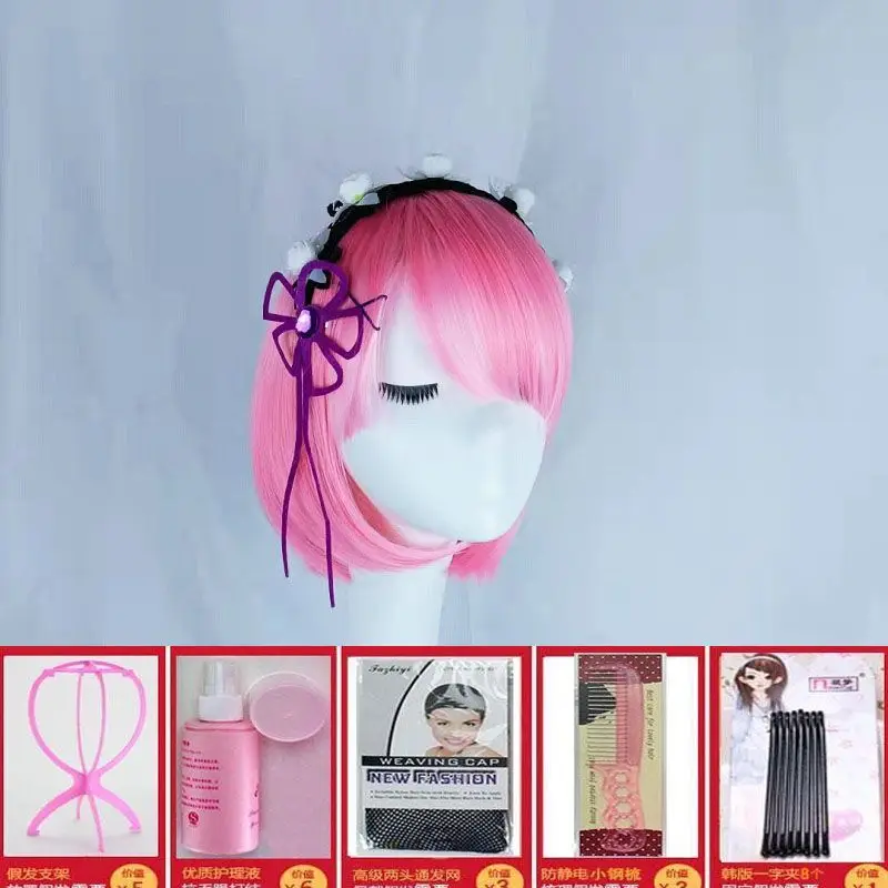 Re:Zero kara Hajimeru Isekai Seikatsu 람 & 렘 롱 코스프레 가발 트윈 팩 애니메이션 풀 헤드 가발