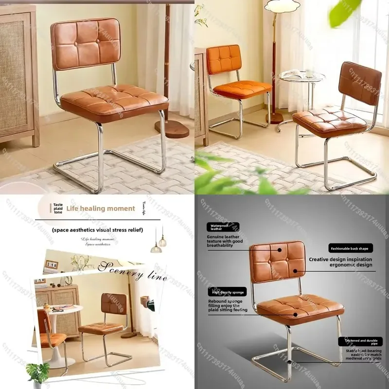 French Retro Bow Back Dining Chair Soft Cushion Cafe Living Room Home Leisure Vanity Seat Creative Comfortable Furniture