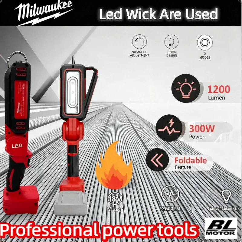 Milwaukee LED Work Light Super Bright 90 DegreeClip on Light Lithium M18 Flood Light Outdoor Lighting Camping Battery 20V