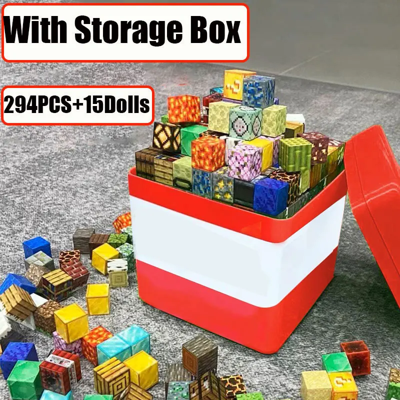 16cm 대형 수납 상자 자석 블록 마인 마그넷 월드 세트 퍼즐 장난감 어린이용 몬테소리 감각 큐브 생일 선물