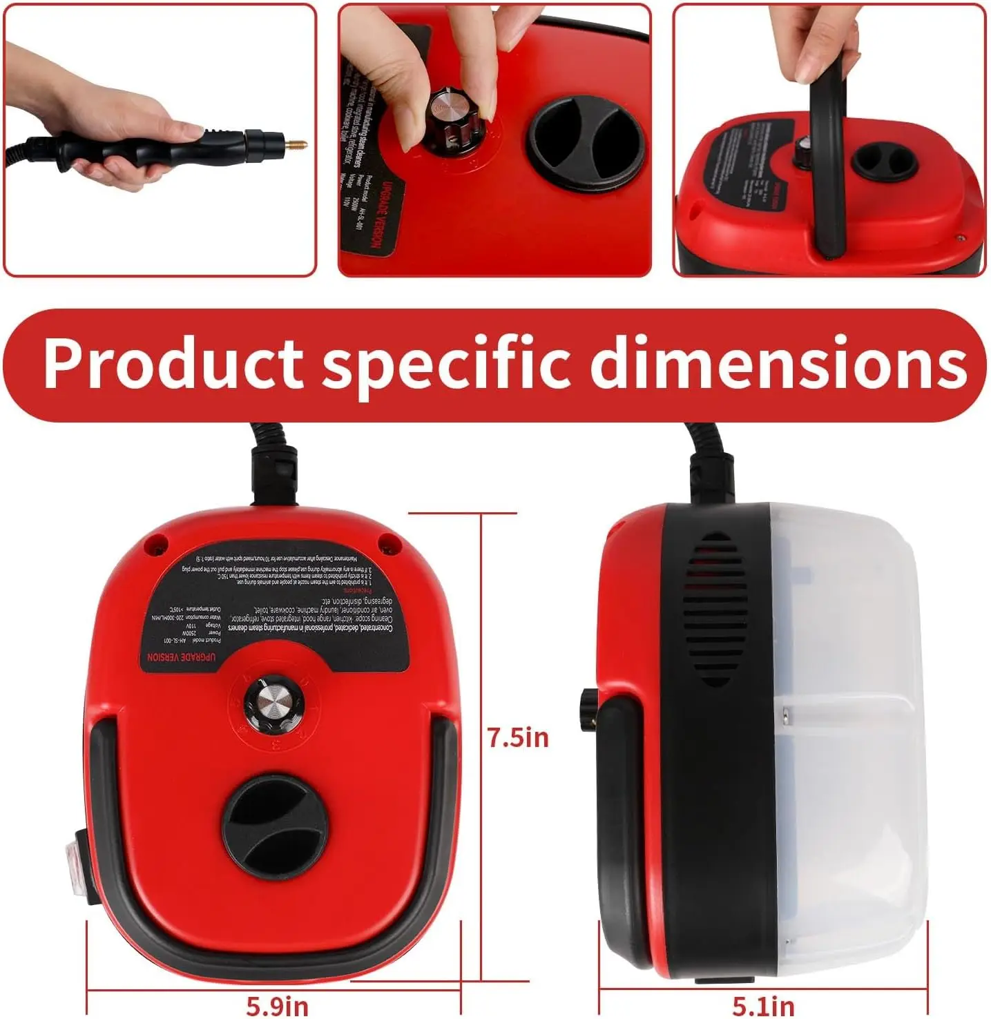 Steam Cleaner,2500W Hand-Held High Pressure Portable Cleaning Machine with  Brush, Steam Cleaner for  Use, Kitchen, , Bathroom,