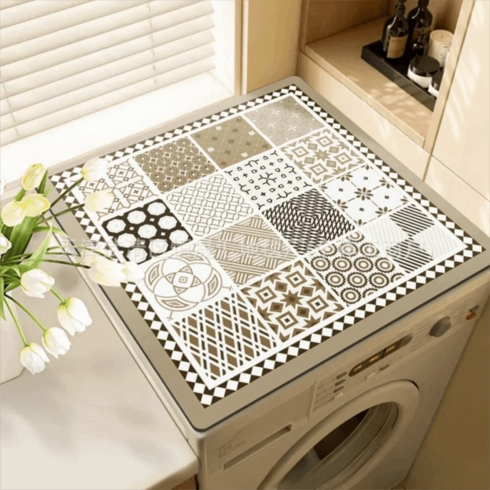 Minimalist Line Washer Top Protector Mat Anti Slip Bohemian Style Washer Top Pad Light Luxury Diatom Mud Dryer Top Mat