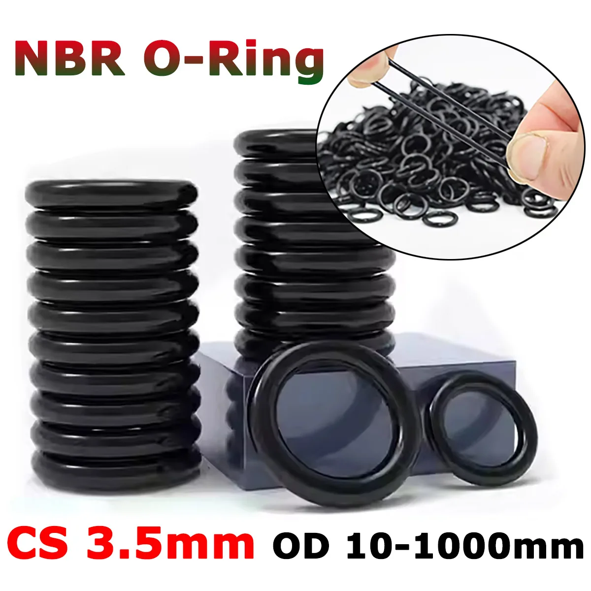 

NBR O-Rings Thickness CS 3.5mm OD 10-1000mm Black Nitrile Rubber Spacer O Ring Seal Washer Plumbing Gasket Oil Resistance Oring