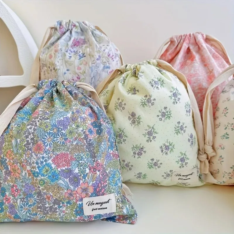 

Home Embroidered Bow Drawstring Bag, Multipurpose Storage Box, Portable Travel and Household Dust Bag, Mom and Diaper Bag