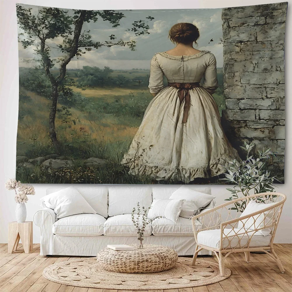 Girl's Back Mona Lisa's Smile Sleeping Girl World Famous Painting Appreciation Background Decoration Tapestry Home Decoration