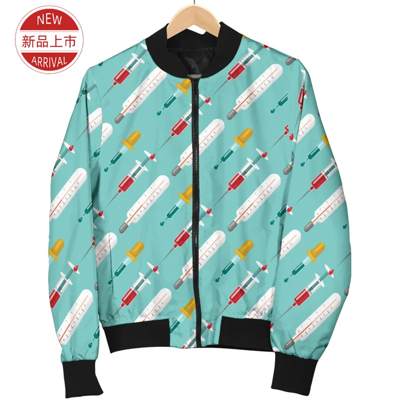 Phlebotomist Medical 3d Printing Jacket Thermometers Graphic Lapel Jackets For Women Nurse Cosplay Funny Jackets Clothing Tops