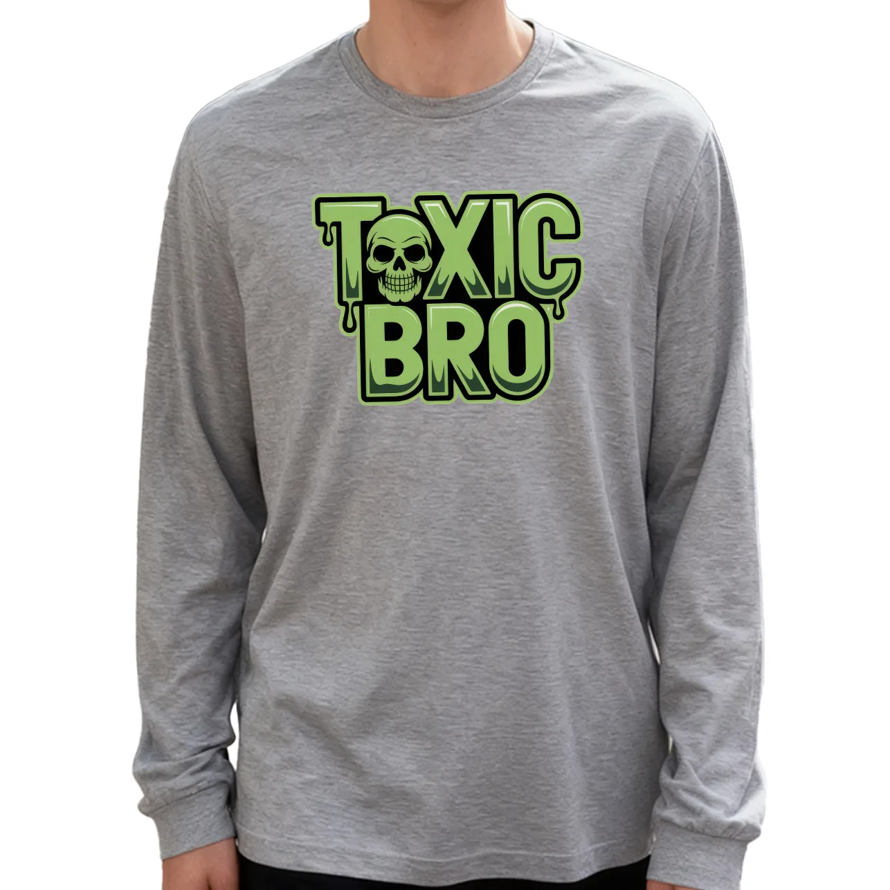 Toxic Bro Men's Long Sleeve Tee 100% Cotton 180g Crew Neck Casual Daily Style Soft and Breathable