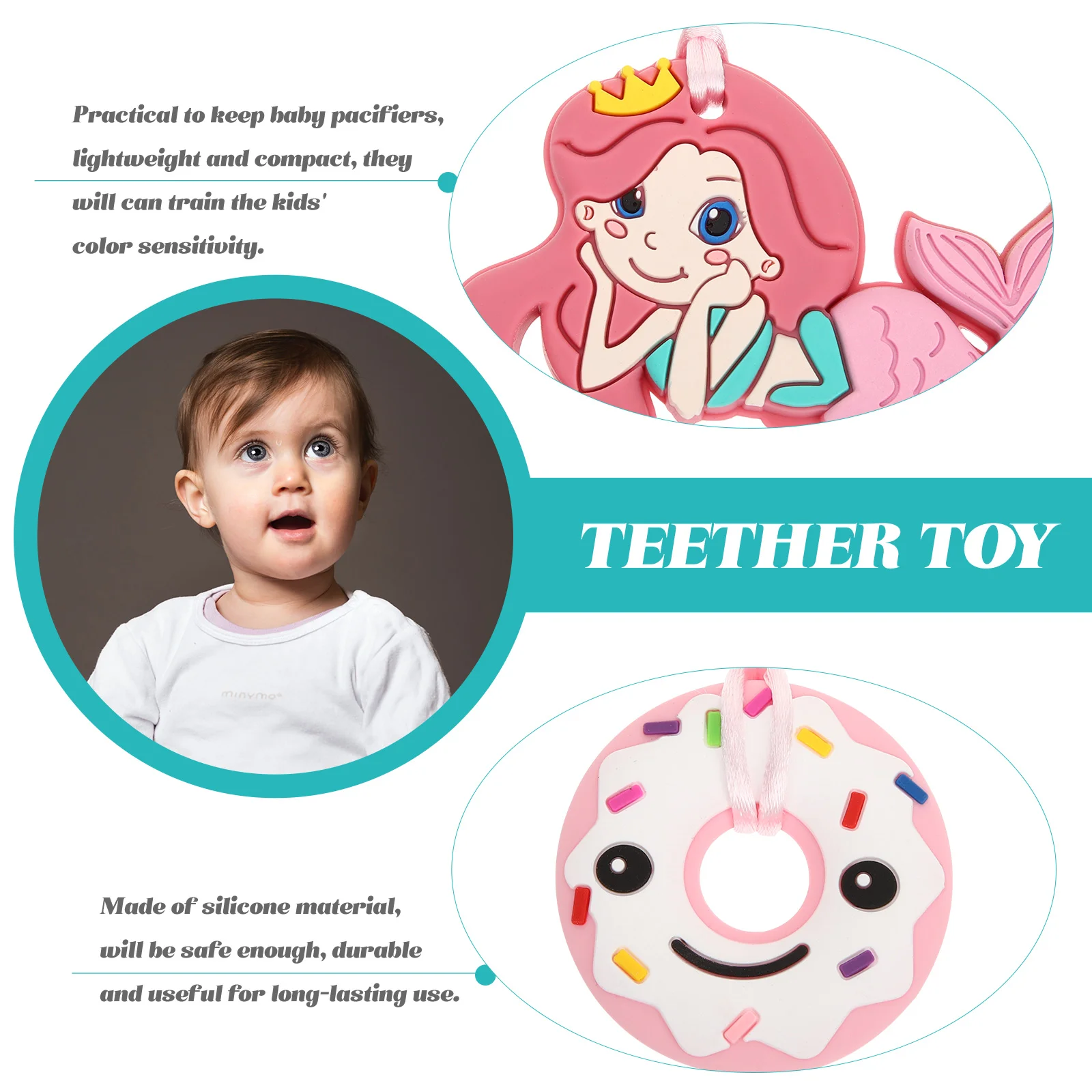 2 Pcs Chew Toys Kids Necklace Childrens Silica Gel Sensory Chewing Teething Baby