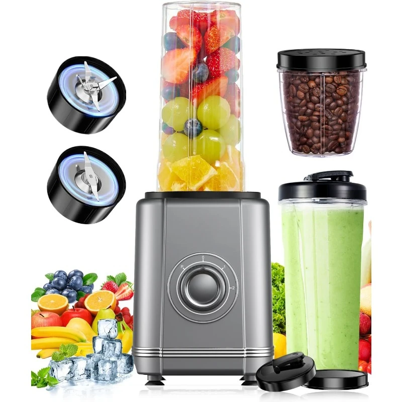 

1000W Blender for Shakes and Smoothies, Personal Blender with 6-Edge Blade, 22oz*2 BPA Free To-Go Cups, 3 Modes Control