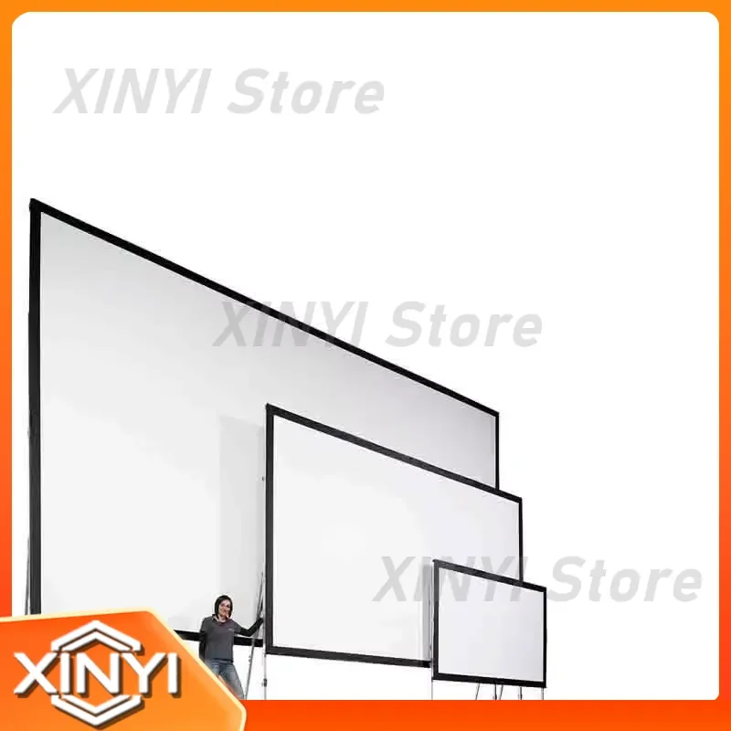 for Portable PVC Fabric 200 Inch Diagonal Front Rear Projection Screen 16:9 Outdoor Viewing Area Fast Fold with Frame Tripod