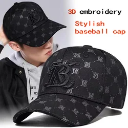 Hat men's version tide printing embroidery men's baseball cap summer all-black all-match street tide brand peaked cap men