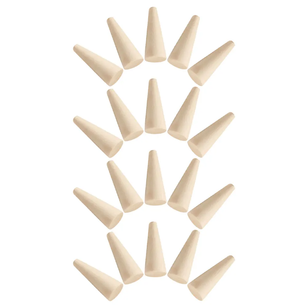 

20 pcs Wooden Cone Ornament DIY Craft Unfinished Wood Cones for Painting Carving Home Decoration Jewelry Display Stand Ring
