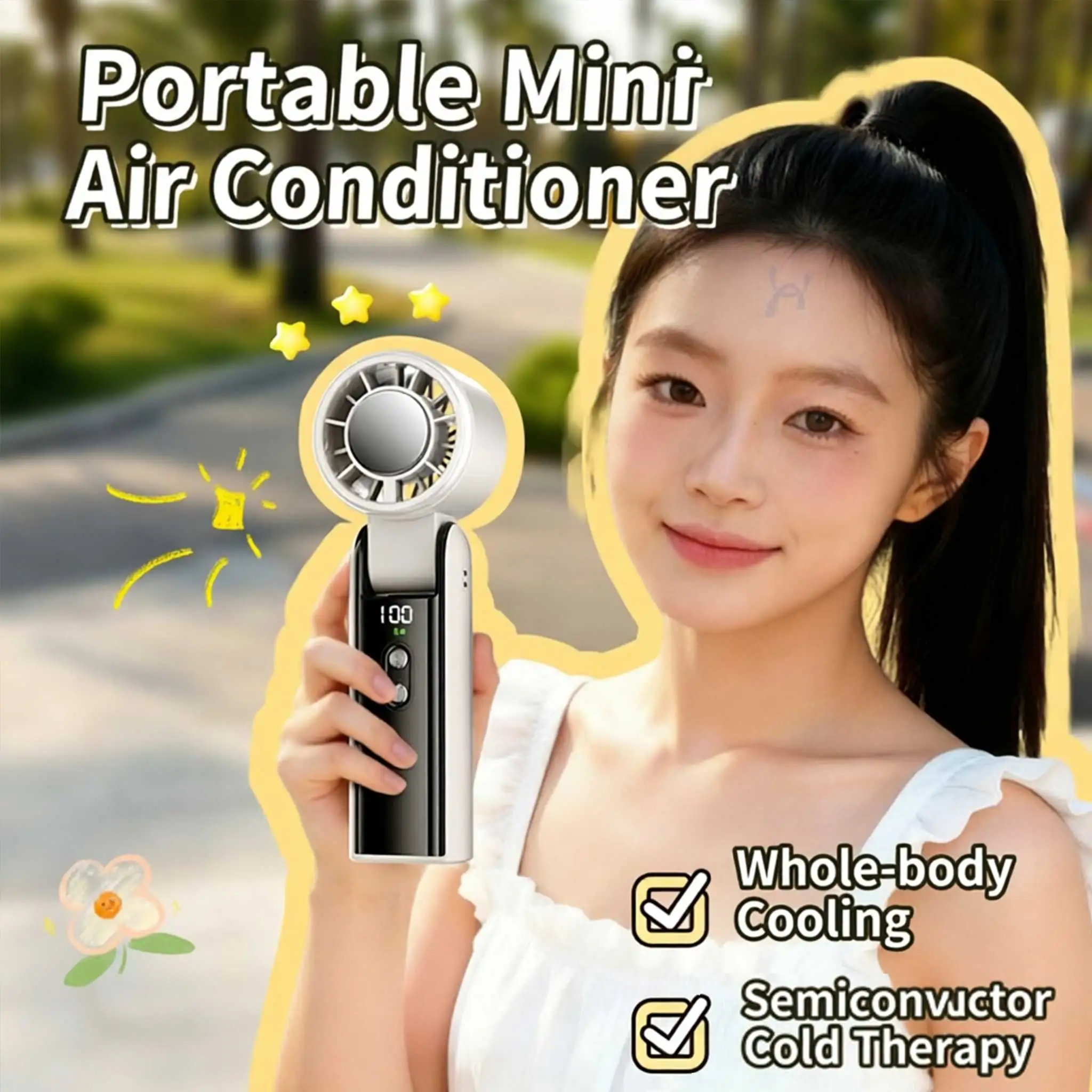 

Handheld Small Fan 2026 New Model Cooling Mini Air Conditioner Portable USB Charging Fan Student Outdoor Cooling Gadget