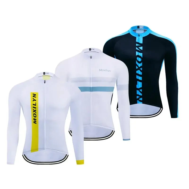 Moxilyn Men's Long sleeve Cycling Jersey Quick Dry Bicycle Shirts Full Zipper Mountain Bike Jersey MTB Clothing Wear Winter Warm