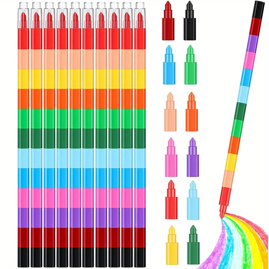 

3 шт., 12-цветные строительные блоки, карандаши, штабелируемые карандаши, художественные принадлежности для рисования, подарки на день рождения, школьные канцелярские принадлежности JXB