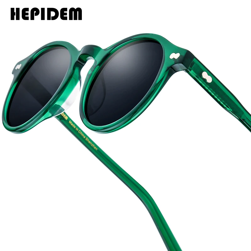 HEPIDEM Acetate Polarized Sunglasses Women New in Fashion Famous Brand Designer Vintage Retro Round Sun Glasses y2k Miltzen 9401