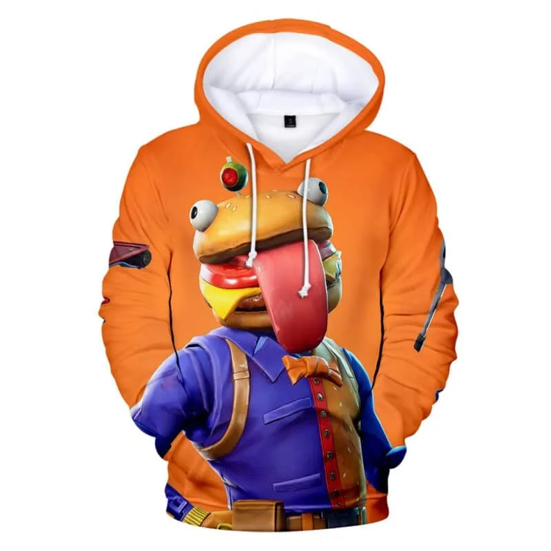 2024 Autumn/Winter New 3D Fortnite Printed Unisex Hoodie Casual Coat Loose Large Plus Velvet Thick Hoodie Couple's Style