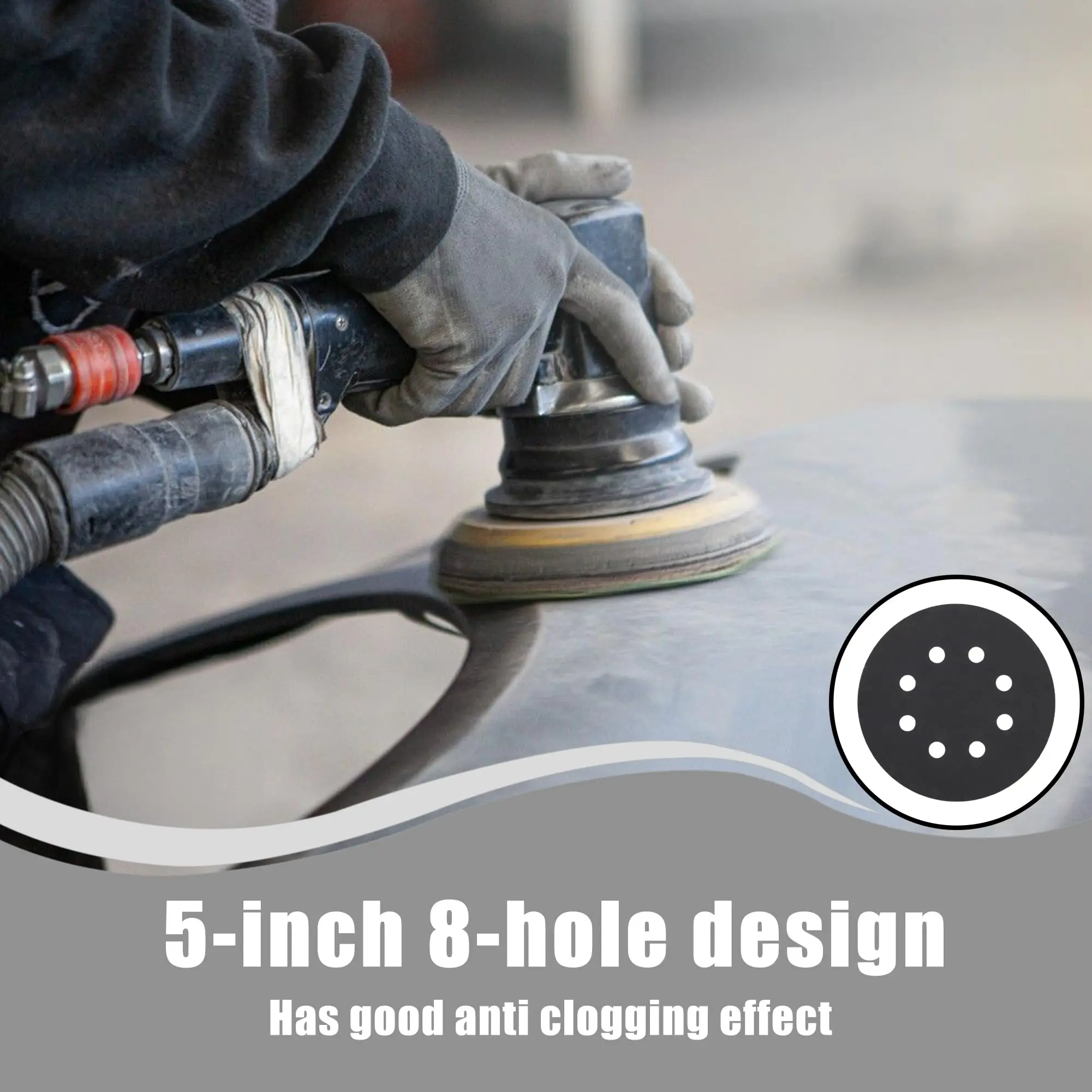 5 Inch 8 Hole Wet and Dry Sanding Discs 100 Pcs 240-3000 Assortment Grits for Random Orbital Sander Automotive Wood Metal Polish