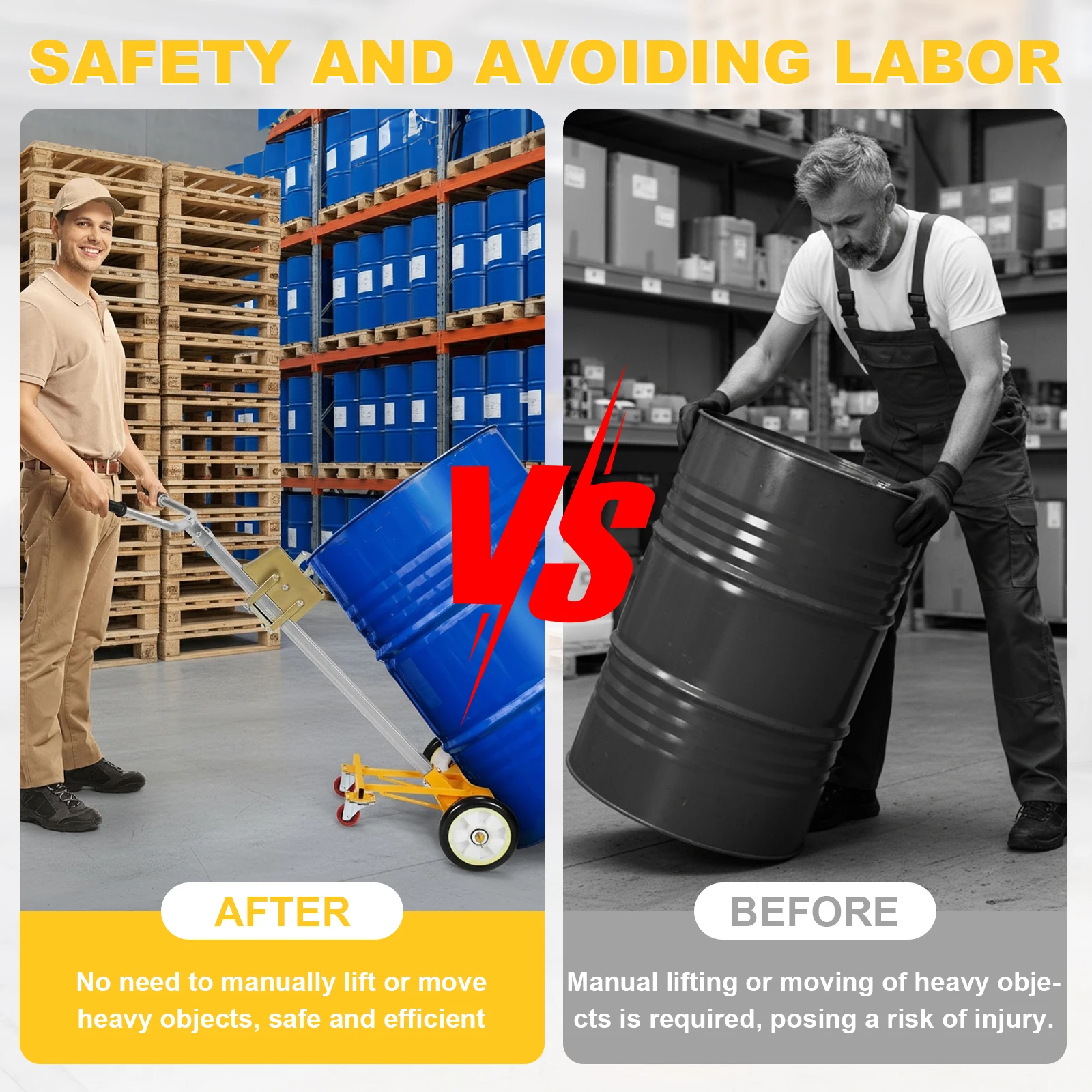 

Тележка для тяжелых масляных бочек на 55 галлонов (1000 фунтов) с усиленной конструкцией и колесами для гаражей, складов, мастерских