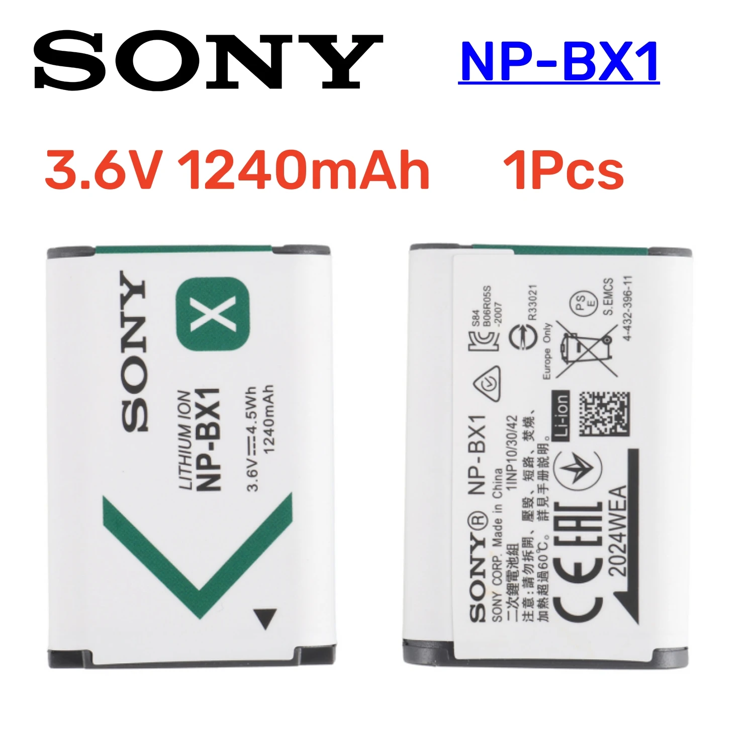 Original 1240mAh NP-BX1 Battery for Sony DSC-RX100 DSC-WX500 IV HX300 WX300 HDR-AS15 X3000R MV1 AS30V HDR-AS300