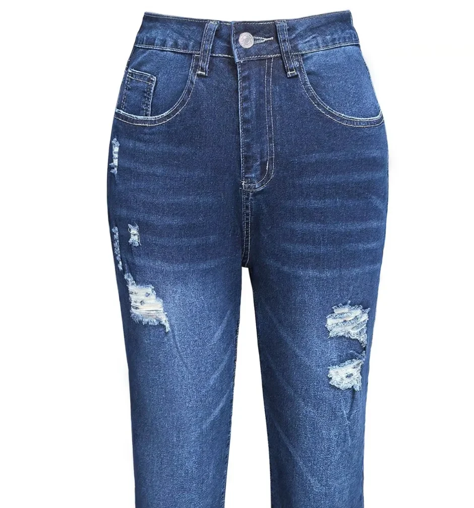 

Women's Vintage Washed Ripped Skinny Jeans Bleached Denim Pants