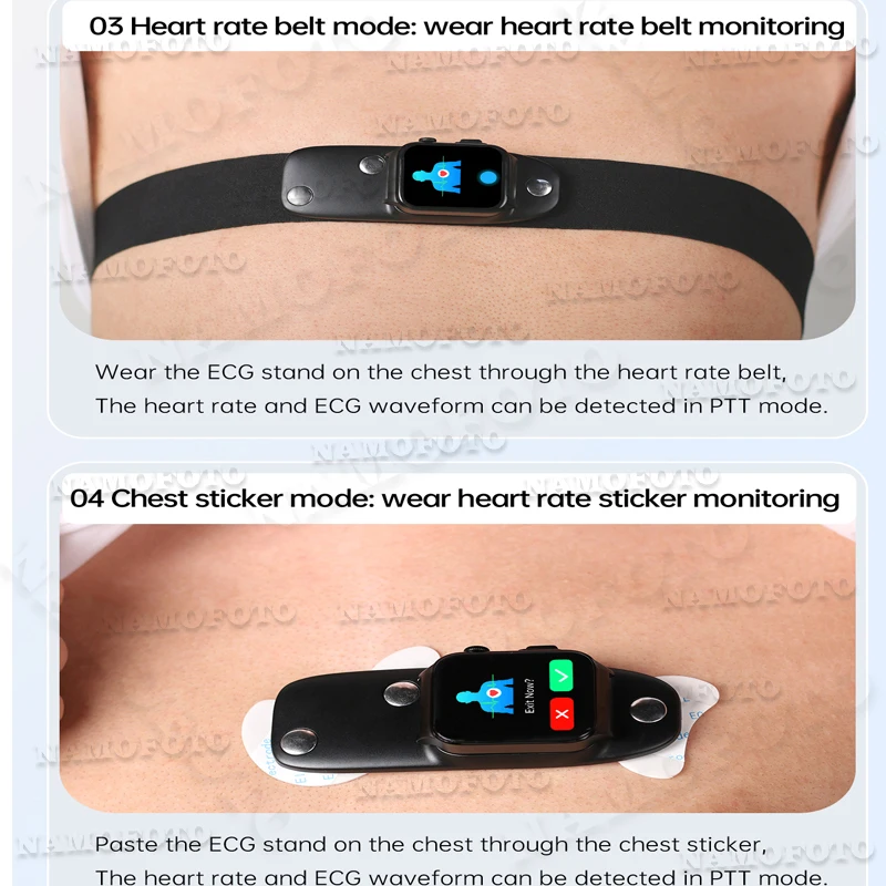 Relógio de pulso ECG para homens e mulheres, relógio inteligente, classe médica, remendo de peito, pulseira, BP, HRV, saúde do relógio, 512Hz, 1.92