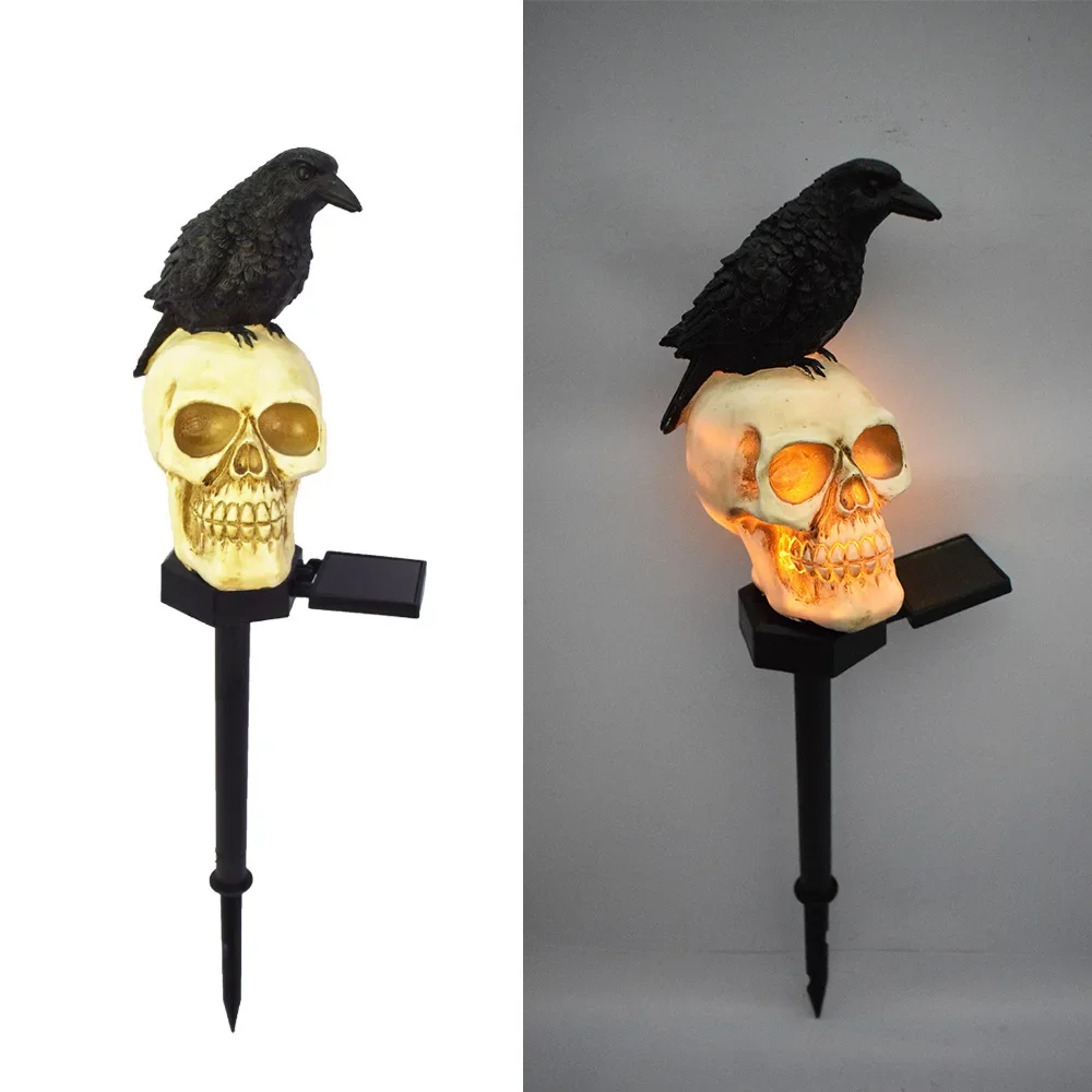 Halloween Outdoor Solar Light Crow Skeleton Ghost Horror Decor for Courtyard Home Holiday Party Garden Haunted House Decoration