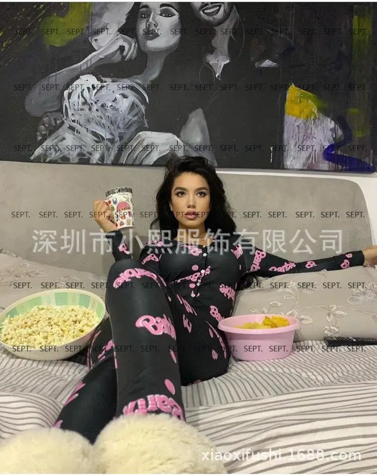 

2025 новые европейские и американские пижамы с принтом на Рождество и Хэллоуин, глубокие V-образные колготки для ночного клуба 8876 и 8907