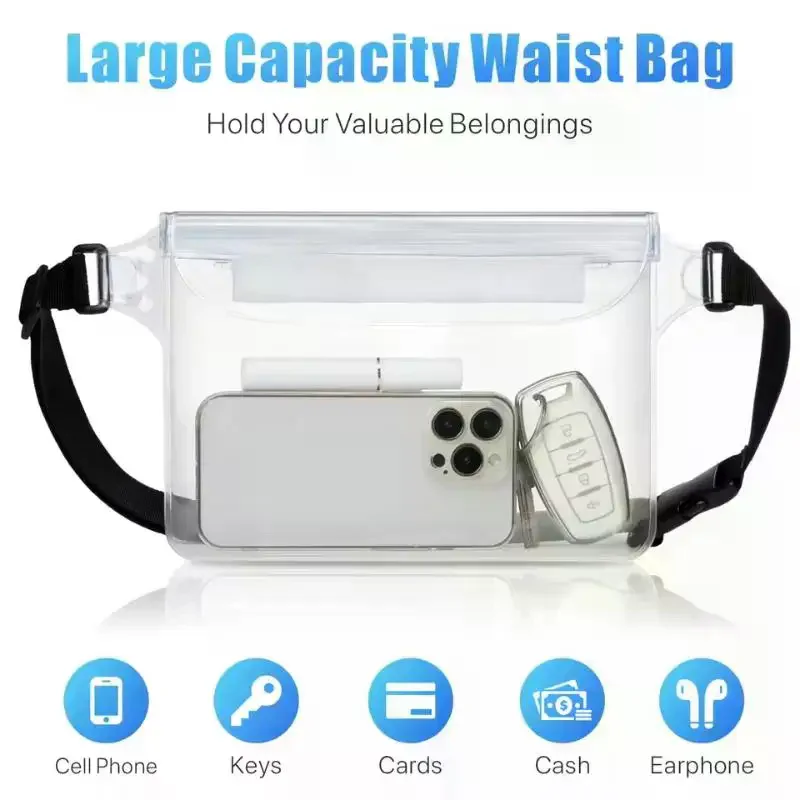 Waterproof Phone Pouch With Adjustable Waist Strap Dry Bag Keep Phone Valuables Safe For Beach Swimming Kayaking Boating Fishin