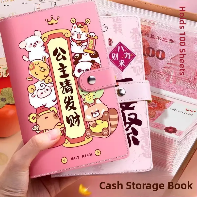 livro-de-economia-de-dinheiro-princesa-cartoon-organizador-de-dinheiro-para-estudantes-femininas-capacidade-para-100-clips