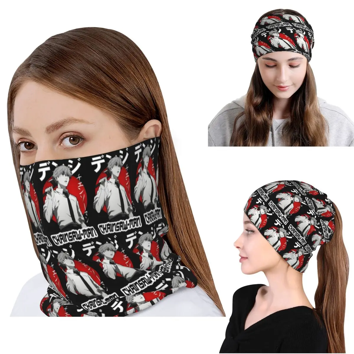 

Pochita Ramen Chainsaw Man Anime Bandana Neck Cover Face Scarf Warm Headband Beanies Hat Unisex Adult Breathable