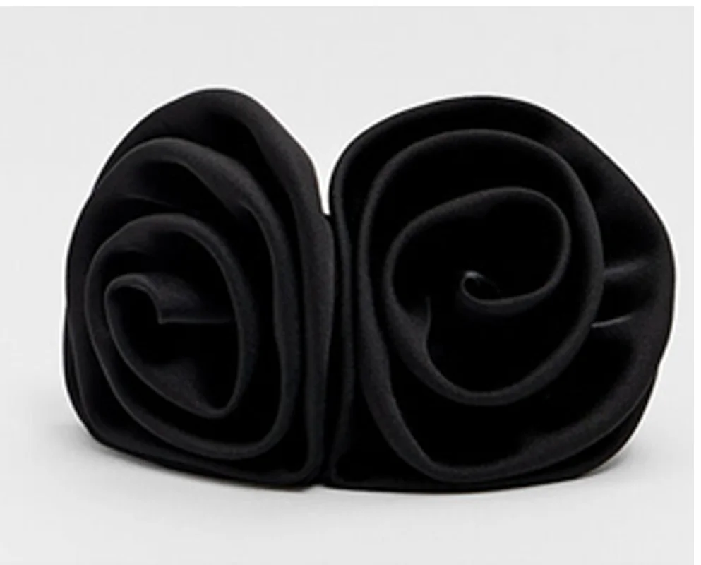 Satin 2 rose hair ring for women high elastic ponytail hair rope elegant black Scrunchies female Knitted hair ring for girl