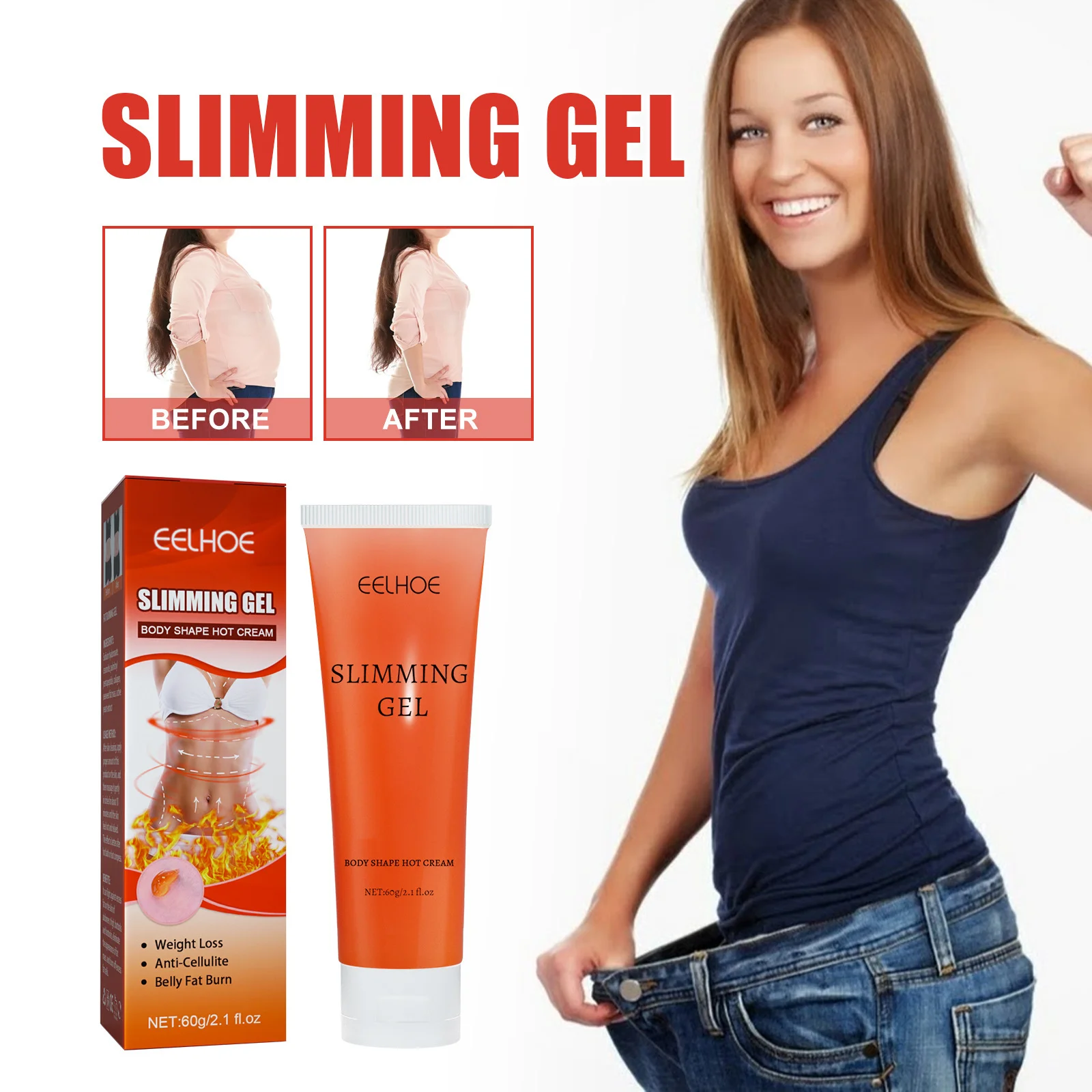 1pc Lose Weight Gel Fat Slimming Cream Non-Rebound Slim Belly Fast Reduce Weight Cream Firming Gel Body Contouring Slimming