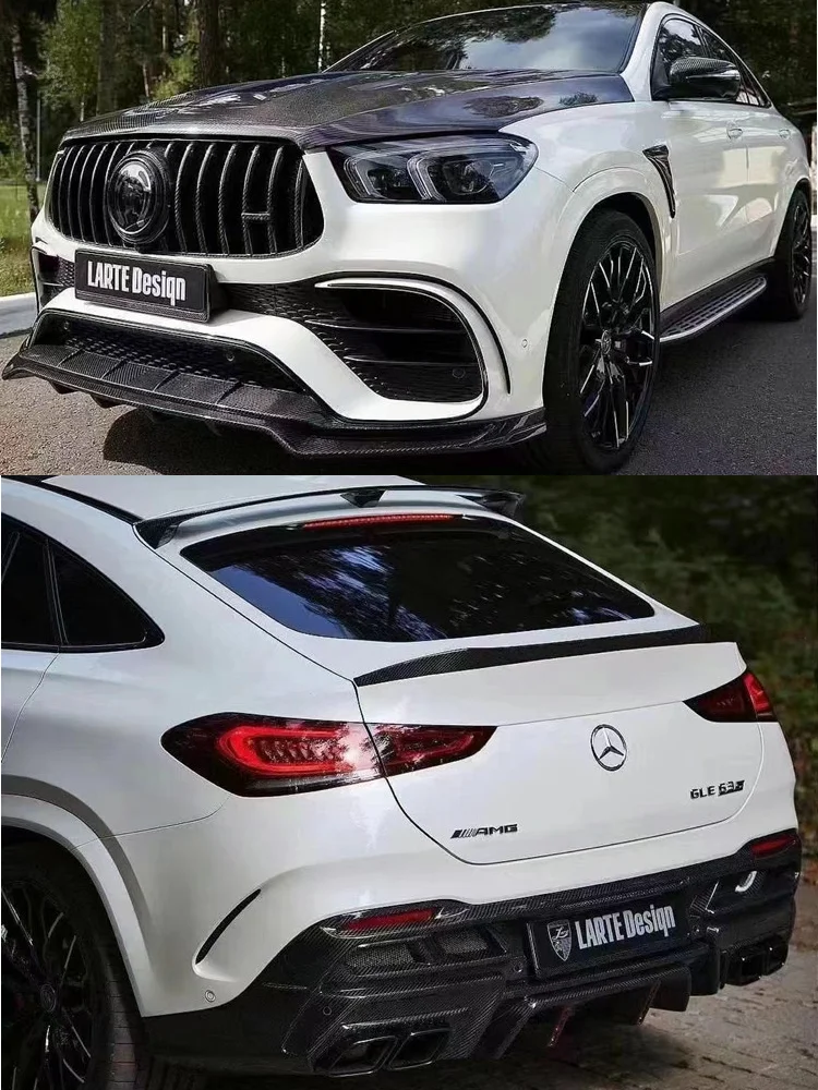 For Mercedes Benz GLE Class C292 Coupe GLE63 AMG 2020+ Real Carbon Fiber Body Kit Front Bumper Lip Rear Diffuser Spoiler