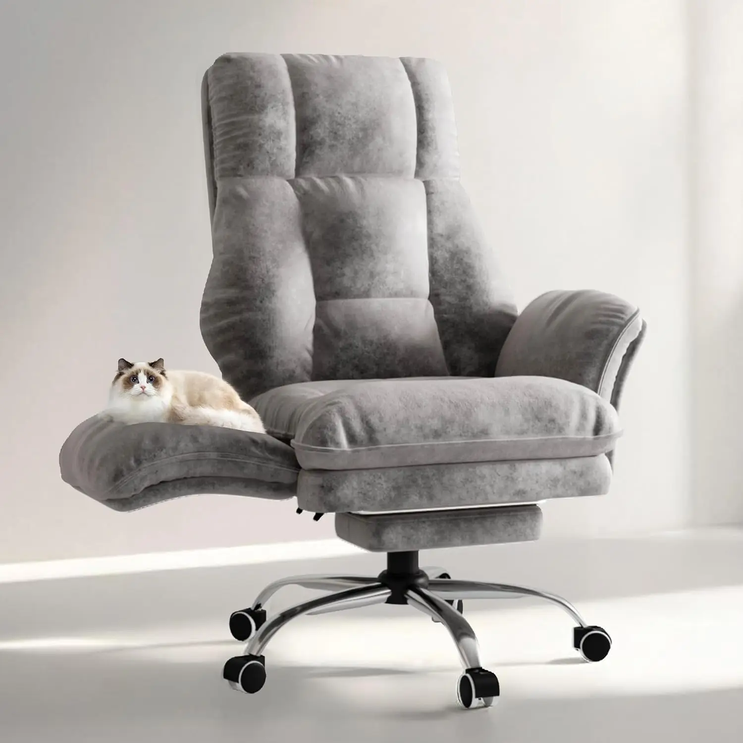 Big & Tall Office Chair Flip Armrests Pet Friendly Cross Legged Sitting Ergonomic Wide Seat Heavy Duty 350lbs, Customized