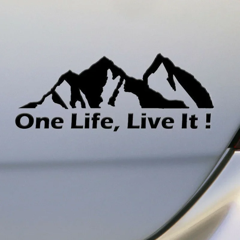 Universal Black ONE LIFE LIVE IT Car Tuning Off Road SUV Truck Mountain Silhouette Car Stickers Decals Decoration Accessories