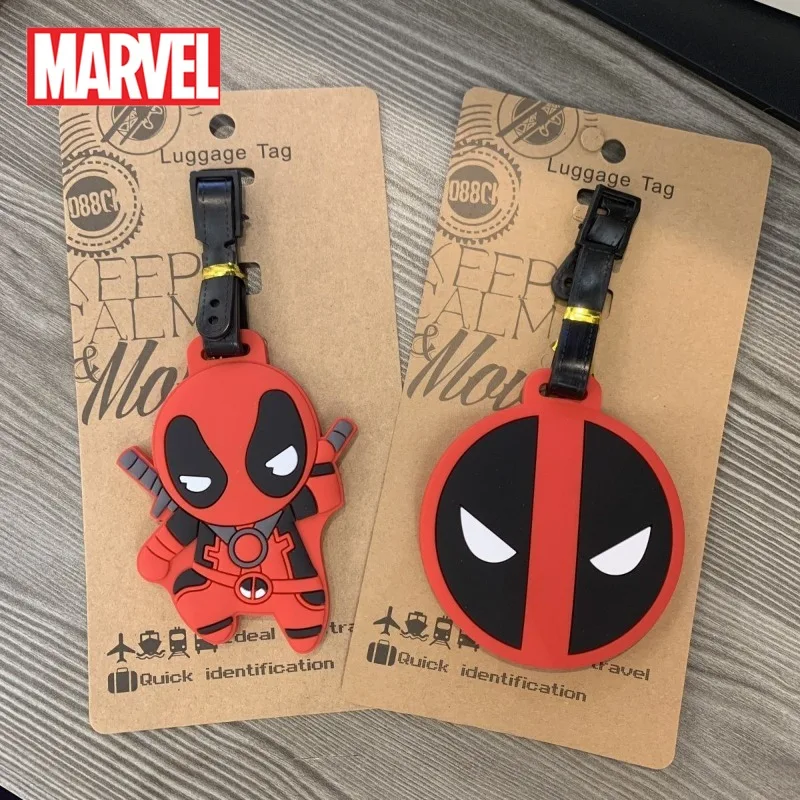 

Marvel Luggage Tag Deadpool Anime Cute Cartoon PVC Luggage Travel Anti Loss Airport Check-in Tag Travel Accessories Bag Pendant