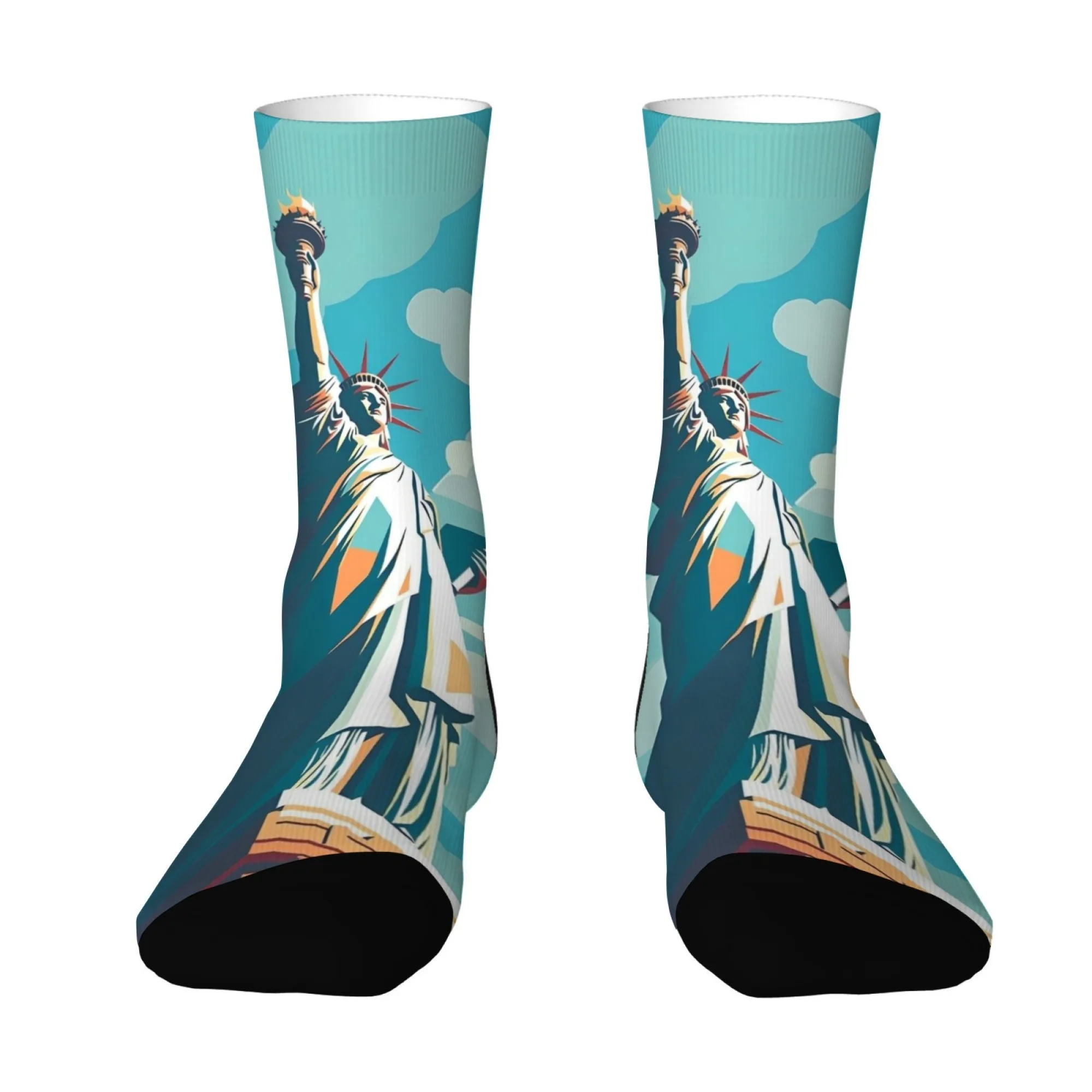 

Statue of Liberty Novelty Socks, Non-Slip Athletic Crew Socks for Men Women, Comfortable Graphic Sports Socks for Travel Running