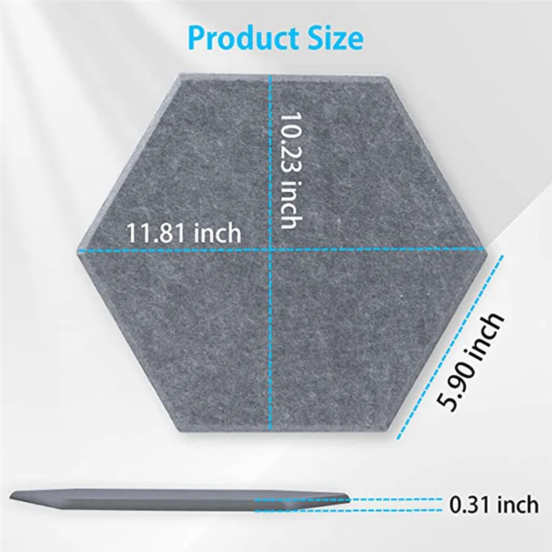 Hexagonal Self-Adhesive Acoustic Foam Board High Density Acoustic Panels for Studio, Home and Office (Grey)