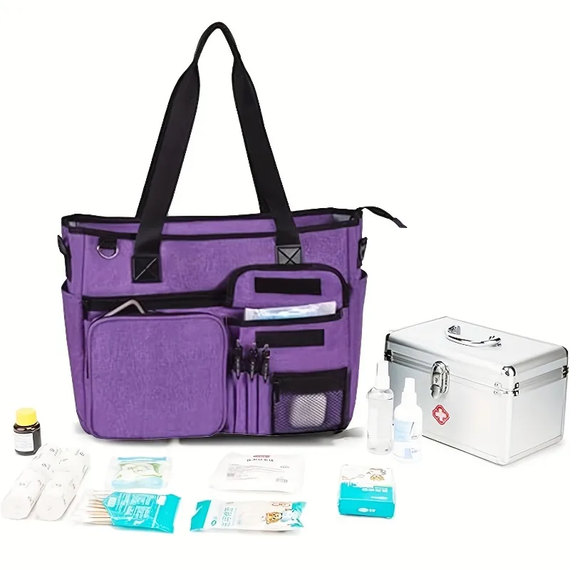 

1pcs Multi-pocket Nurse Tote Bag Storage for Laptop & Hospital Supplies Handheld Organizer with Multiple Compartments