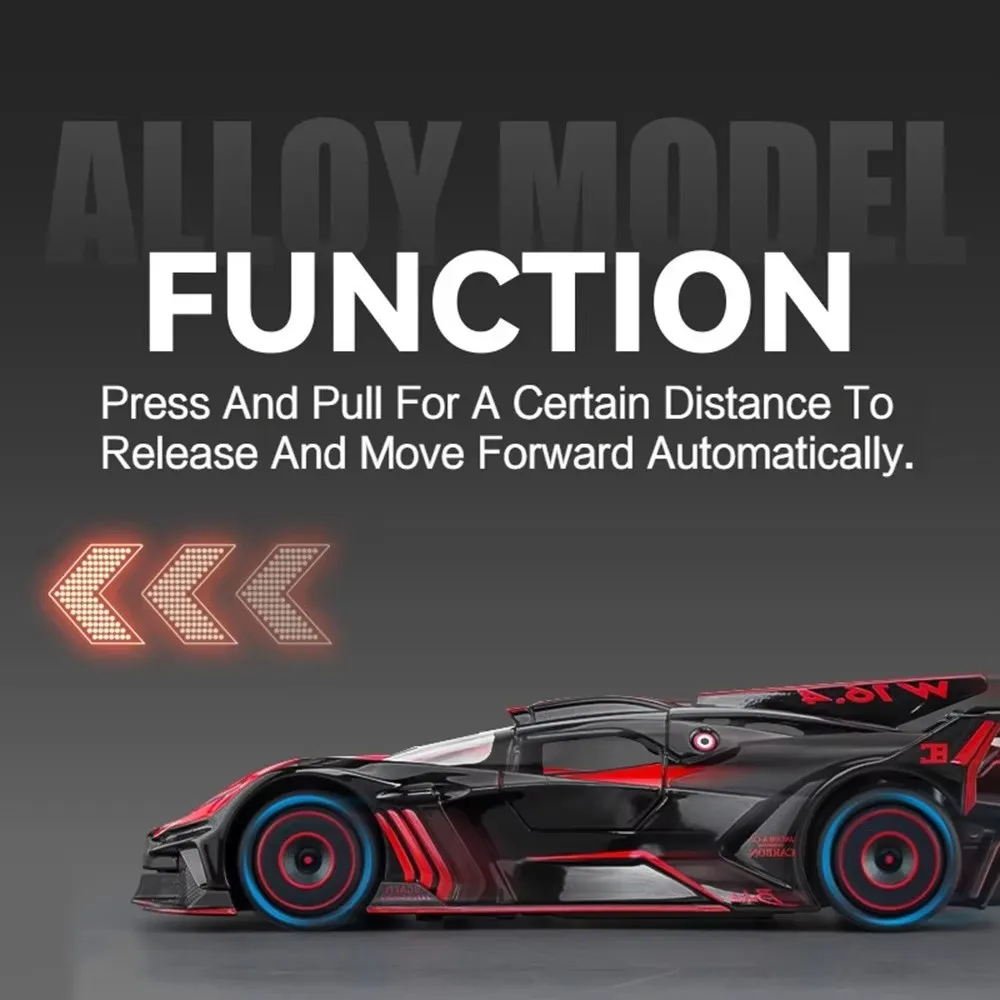 Modelo de aleación de Bolide Revuelto 1:24, coche de juguete fundido a presión, puertas abiertas, luz de sonido, vehículo en miniatura extraíble, regalo de cumpleaños para niño y adulto