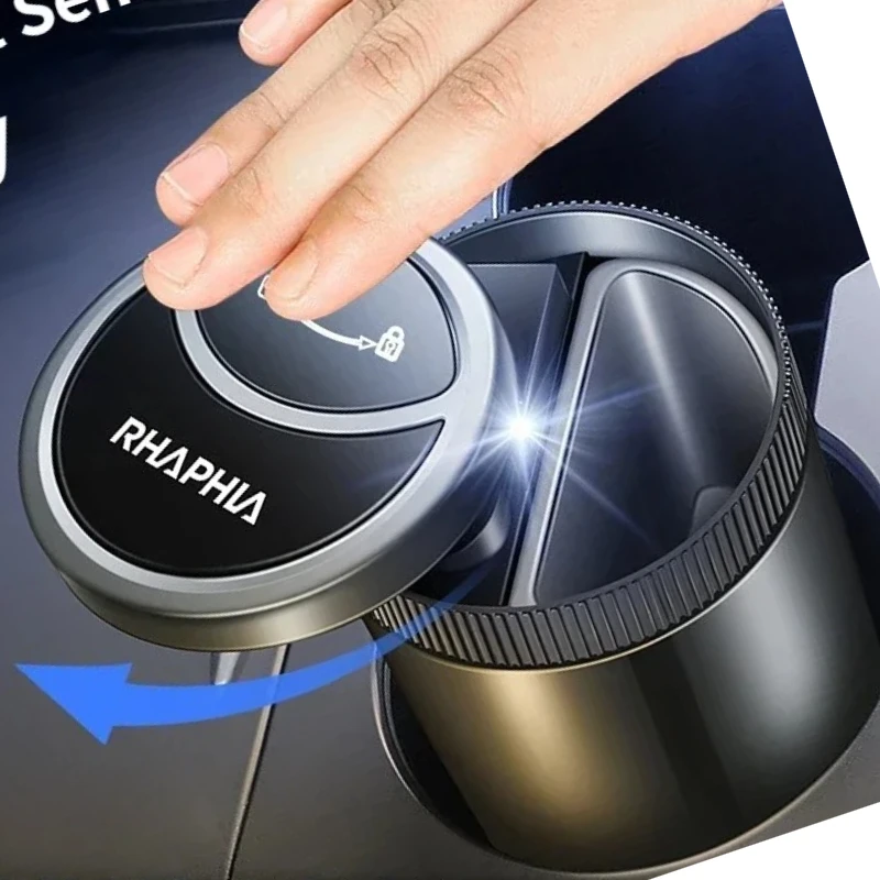 Auto-Aschenbecher, intelligenter automatischer Induktions-Aschenbecher mit Deckel, geruchsdicht, LED, blaues Licht, tragbarer Aschenbecher