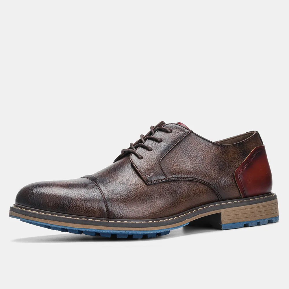 

Vintage Men Dress Shoes Lace up Oxfords Big Size Men Shoes Mixed Colors Business Work Footwear