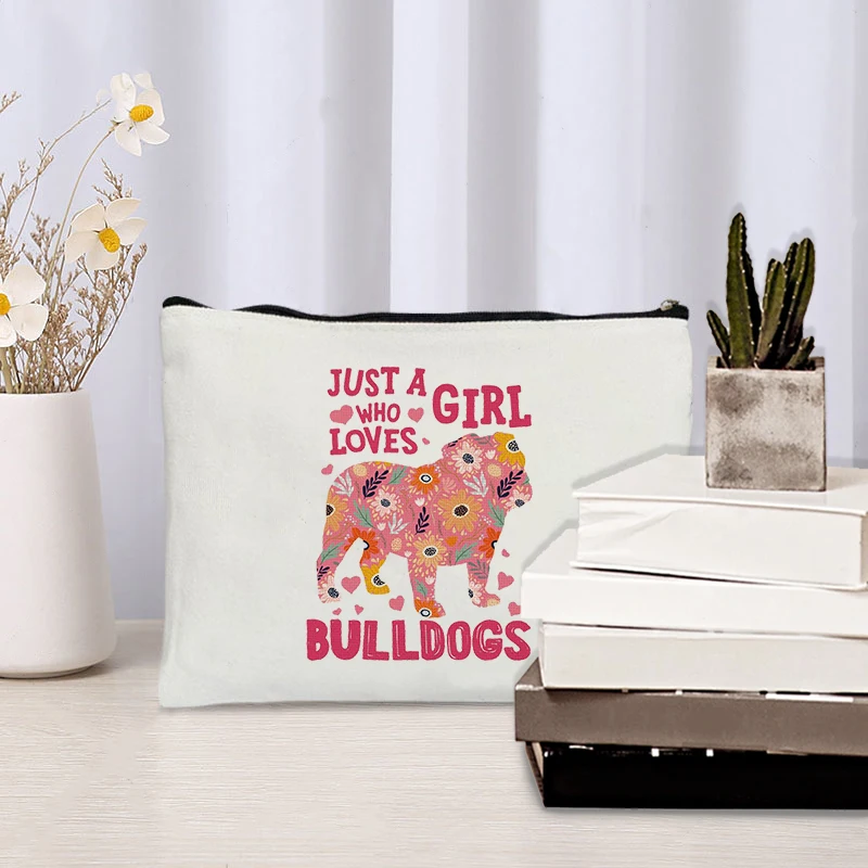 Bulldog Pattern Makeup Bag Gifts for Dog Lovers Women Cosmetic Case Bulldog Mom Gift Bag Organizer Toiletry Bags Pencil Case