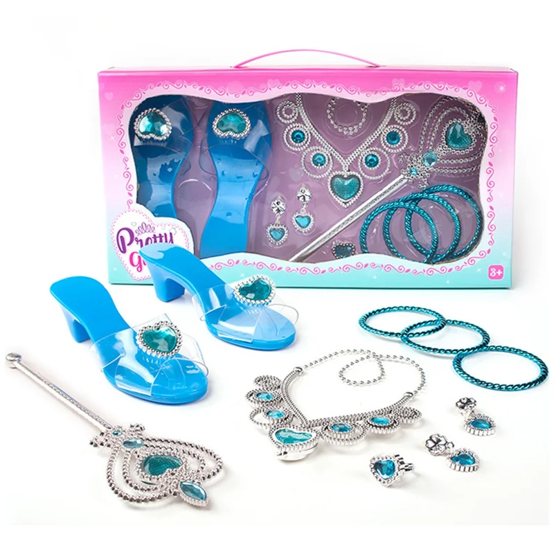 TFORU-Princess Dress Up Shoes للأطفال الأميرة الكعوب التيجان والمجوهرات مجموعة هدايا طفل للأعمار 3، 4، 5، 6، هدية عيد ميلاد أ #5